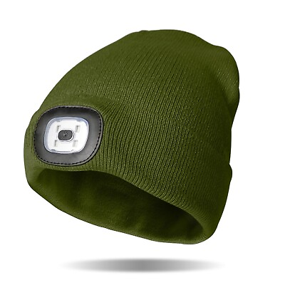 #ad Classic Rechargeable LED Warm Knit Beanie Head Light Hat Headlamp $23.99