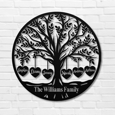 #ad Personalized Family Member Names Metal Family Tree Sign Mother Day Gift $119.99