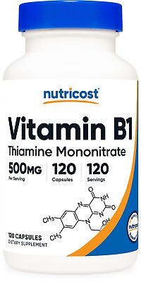 #ad Nutricost Vitamin B1 Thiamin 500mg 120 Capsules Gluten Free amp; Non GMO $14.99