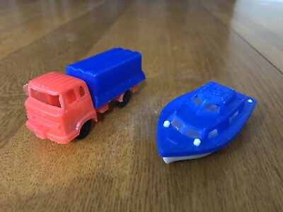 #ad #ad VINTAGE LOT OF 2 PLASTIC HONG KONG TOYS HOUSE BOAT amp; SEMI TRUCK TANKER NICE $8.88