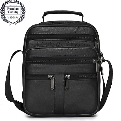 #ad Messenger Satchel Mens Bag Crossbody Sling Shoulder Black Pack GENUINE LEATHER AU $63.55
