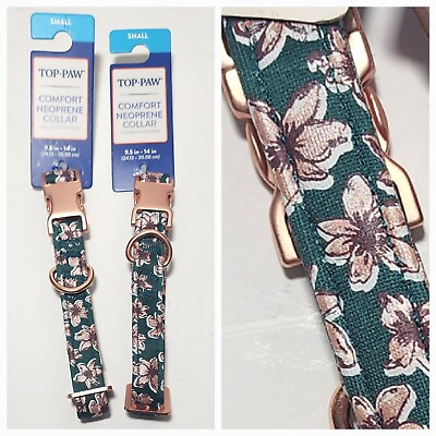 Dog Collar Small 9.5 14” ×2 Green Rose Gold Floral Dog Collar For Small Dog Lot $17.99