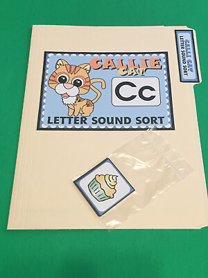 #ad Callie Cat Letter Cc DIY File Folder game Printed Uncut $6.24
