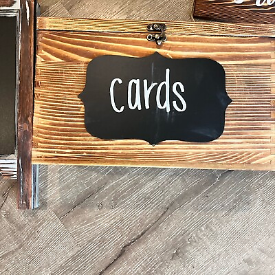 #ad Torched Wood Gift Card Box Chalk Boards Reserved Signs Chalk Wedding Party $70.00