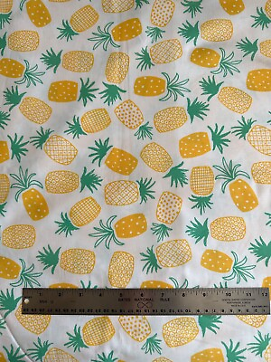 #ad FABRIC PINEAPPLES fruit yellow 1 yd 10 in cut cotton Spoonflower in stock $11.99