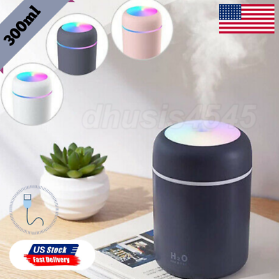 #ad 300ml Air Humidifier USB Aroma Essential Oil Diffuser Cool Mist Maker Led Light $6.99