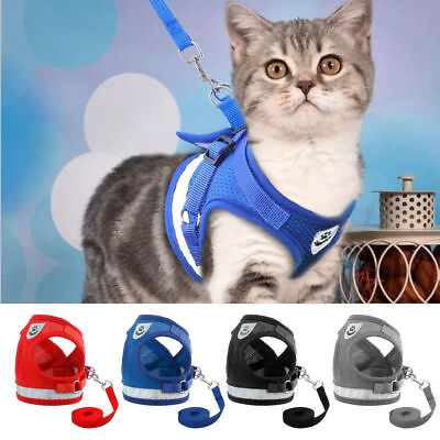 Cat Walking Jacket Harness Leash Escape Proof Adjustable Pet Puppy Dog Mesh Vest $5.39