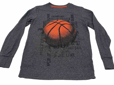 #ad Cat amp; Jack Boys Shirt Long Sleeve Gray Basketball Graphic Print Size Medium Used $4.99
