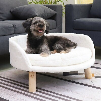 Pet Sofa Bed Raised Cat Chair Small Dog Couch Bed Removable Cushion Sleep House $105.99