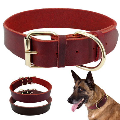 #ad Genuine Leather Pet Dog Collars Heavy Duty for Small Medium Large Dogs Brown Red $14.99