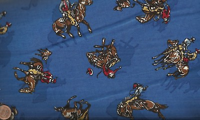 #ad Ride Em Cowboy blue rodeo cowboys broncos Kaufman western fabric $11.25