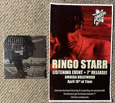 #ad Ringo Starr RED VINYL February Sky 7 Inch Single amp; Event Poster Rare Amoeba RSD $349.99