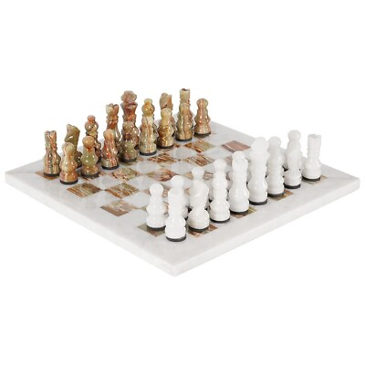 #ad 12 Inches Handmade Marble White amp; Green Weighted Full Chess Game Set $65.00