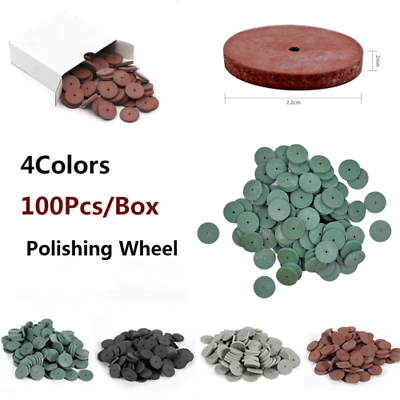 #ad 100Pcs Mix Coarse Dental Polishing Wheels Bur Silicone Rubber Polishers 4 Color $9.99