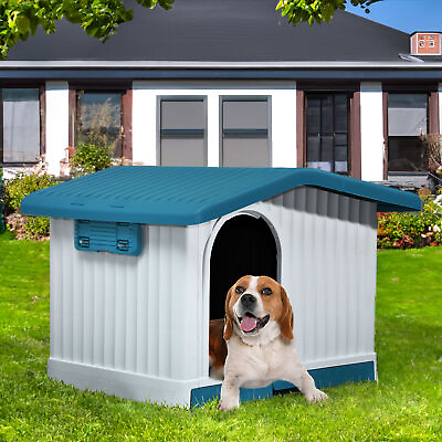 #ad Outdoor Small Dog House 34quot; Resin Pet Puppy Kennel Weather amp; Water Resistant $62.60