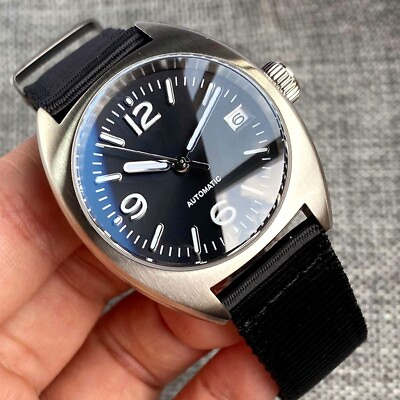 #ad Automatic Military Watch Men Tandorio 36mm Black Dial Date Display Japan NH35A $63.98