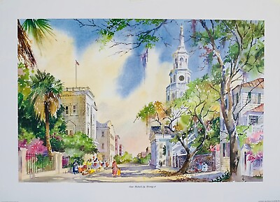 #ad quot;Saint Michael#x27;s by Morning IIquot; Charleston SC Art Print by Virginia Fouche $30.00