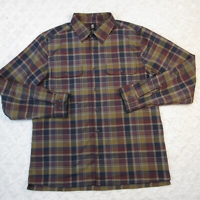 #ad Mountain Hardwear Shirt Mens Large Voyager One Long Sleeve Plaid Stretch Travel $26.99
