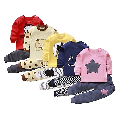 #ad Toddler Boys And Girls Outfit Long Sleeve Animal Print Tops Shorts Loungewear $17.09
