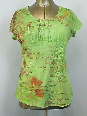 #ad Only Nine Womens Size M? 38quot; Chest Green Crinkle Short Sleeve Top 224 20089 $11.66