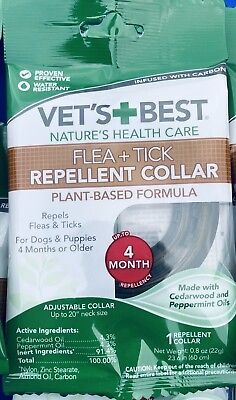 #ad Vet#x27;s Best Flea Tick Collar for Dog amp; Puppy Plant Based New Sealed $14.00
