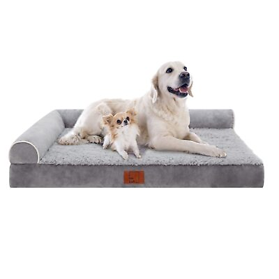 #ad Lazy Lush Bolster Dog Bed for Extra Large Dogs Memory Foam Orthopedic L Shape... $58.52