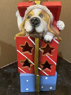 #ad SANTA DOG ON TOP OF PRESENTS 8 “ $34.99
