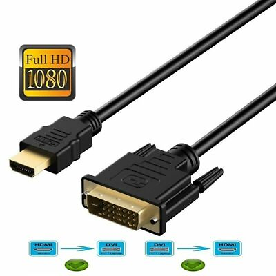 #ad New HDMI to DVI D 241 Pin Monitor Display Adapter Cable Male Male HD HDTV 6 FT $5.79