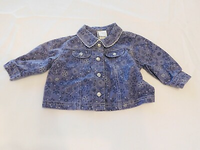 #ad Baby V Girl#x27;s Youth Jacket Purply Blue Size 3 6 Months Floral GUC Pre owned $12.99