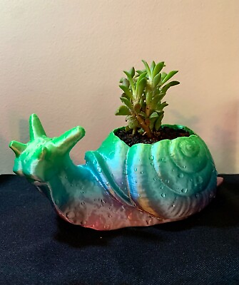 Rainbow 3D Printed Garden Snail Planter Houseplant Pot Ombre Shell $17.00