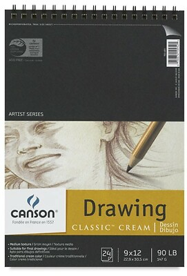 #ad Canson Drawing Dessin Classin Cream 9 x 12 in 24 Sheets. Artist Series $1.99