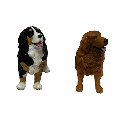 #ad Pair Of Adorable Hard Rubber Toy Dogs Bernese Mountain Dog And Golden Retriever $7.99