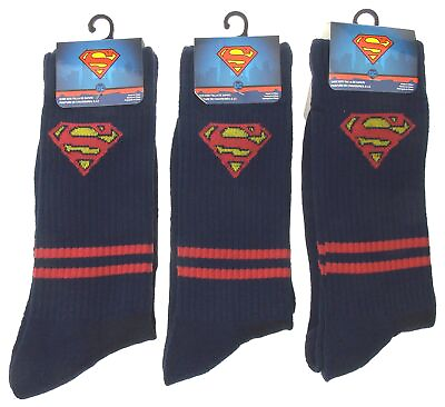 #ad Centric Superman Socks Mens Blue Size 6 12 Set 3 Pairs Super Hero Unisex Adults $17.42
