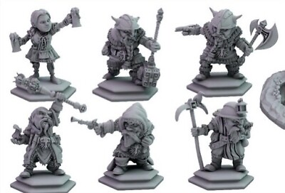#ad 6 Dwarf Miniatures By Crosslances Dungeons And Dragons Tabletop RPG $9.00
