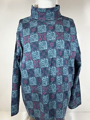 #ad Maggie Lawrence Multicolor Geometric Vintage Print Turtle Neck Shirt Size 26 28 $12.79