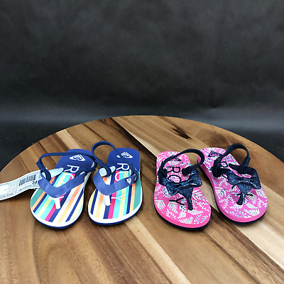 #ad Roxy Blue Pink Flip Flops Slip On Slingback Sandals 2 Pack Little Kids 6 $9.83