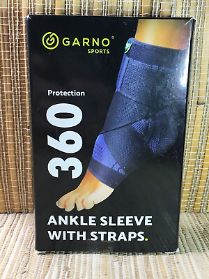 #ad GARNO Sports Ankle Brace Compression Sleeve Adjustable Straps Blue One Size $29.59