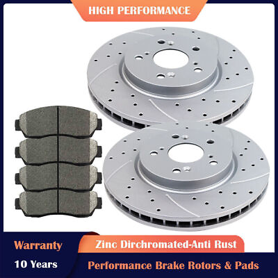 #ad #ad 296mm Front Drilled Rotors Discs amp; Brake Pads Kits for Honda CR V Crosstour AWD $75.73