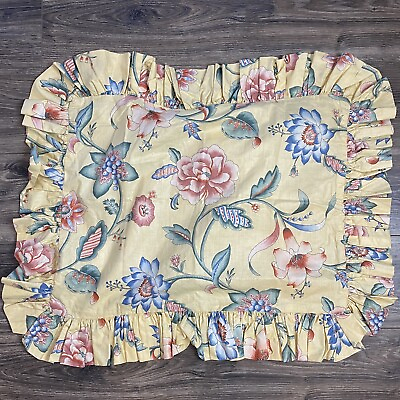 #ad Custom Yellow Floral Large Pillow Cover Sham Ruffled Edge $10.00
