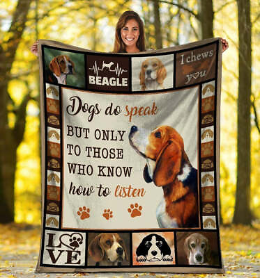 Custom Blankets Dogs Do Speak Beagle Dog Plush Love Pets Fleece Blanket 5732 $44.99