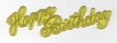 #ad Yellow Jewel quot;Happy Birthdayquot; Script Lay on Cake Topper Cake Decoration Qty 3 $5.99