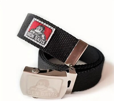 #ad Ben Davis Cotton Belt Canvas 47.24 Inch Long Web Belt Black New Gorilla Orale $40.00
