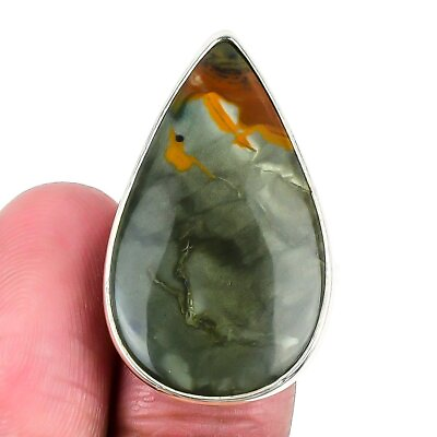 #ad Polychrome Jasper Gemstone 925 Solid Sterling Silver Jewelry Ring Size 8.5 $18.99
