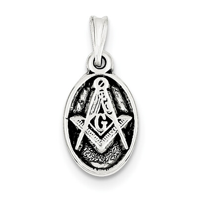 #ad Sterling Silver Antiqued Masonic Charm QC3818 $37.99