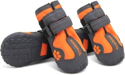#ad Truelove Dog Boots Waterproof Dog Booties for Outdoor with straps Orange $22.99