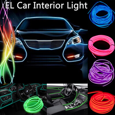 #ad LED Car Interior Atmosphere Glow EL Wire Neon String Strip Lights Rope Tube Lamp $10.66