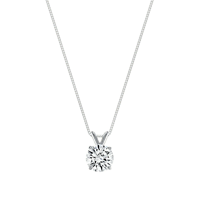 #ad 1 Ct Round Lab Created Grown Diamond Pendant Necklace 18K White Gold E VVS 18quot; $799.00