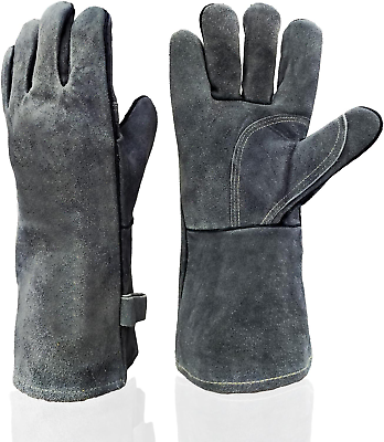 #ad Leather Forge MIG Welding GlovesHeat Fire Resistant Welders Gloves Black Also $26.24