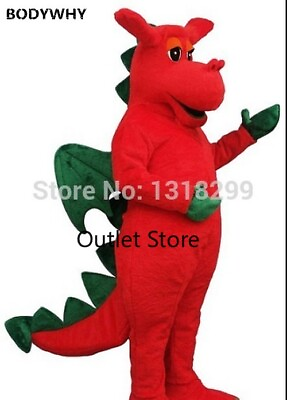 #ad Red Dinosaur Dragon Mascot Costume Dress Cosplay Theme Mascotte Carnival Kits $267.30