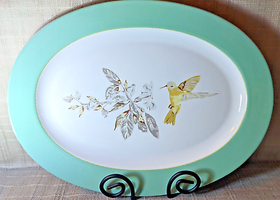 #ad BonJour Porcelain Dinnerware Fruitful Nectar 10 x 14quot; Oval Platter Hummingbird $24.00